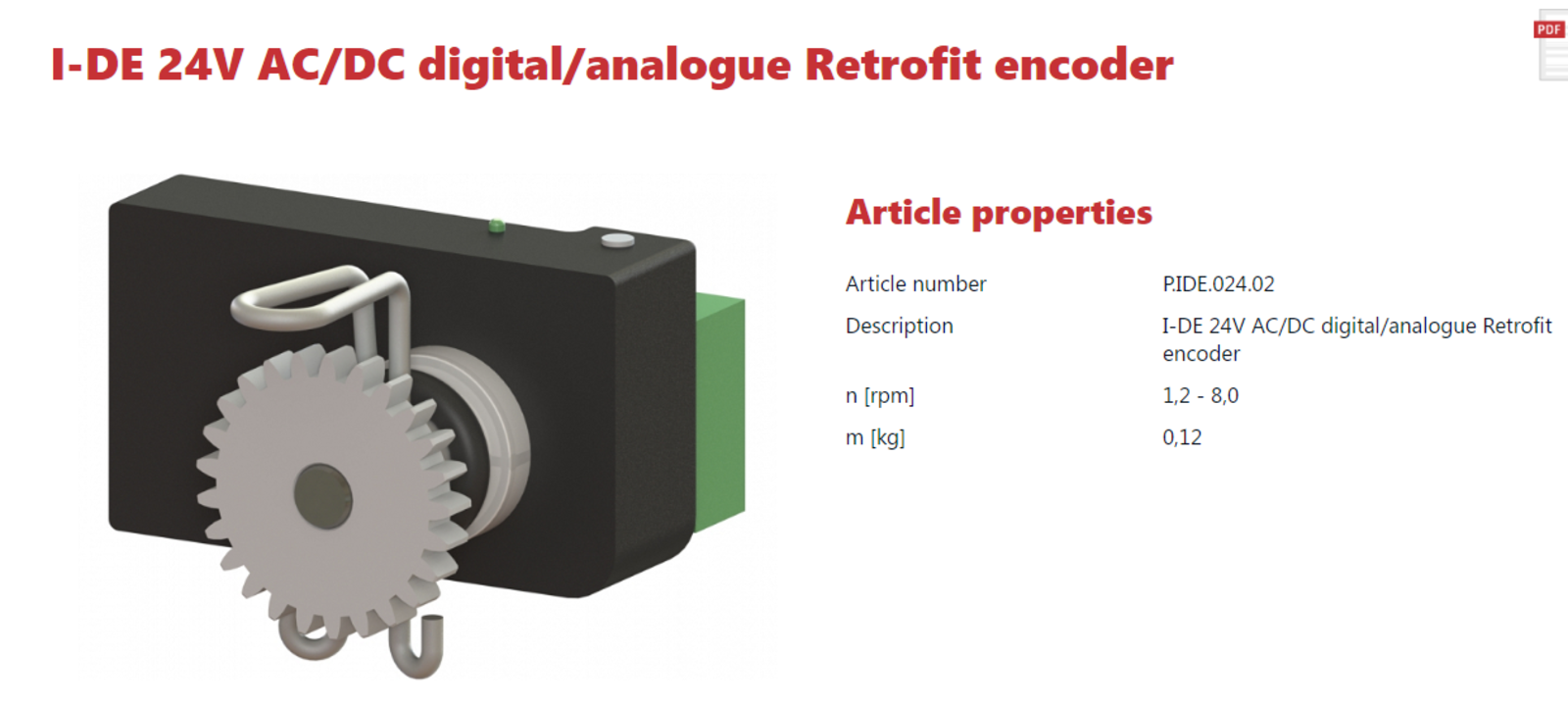 Position sensor I-DE 24V for GW80